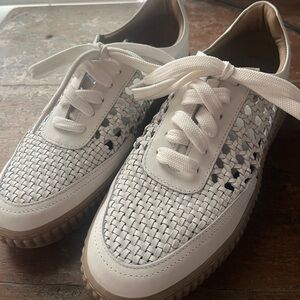 Free People Wimberly Woven Sneakers. White Leather. Size 8. Worn one time